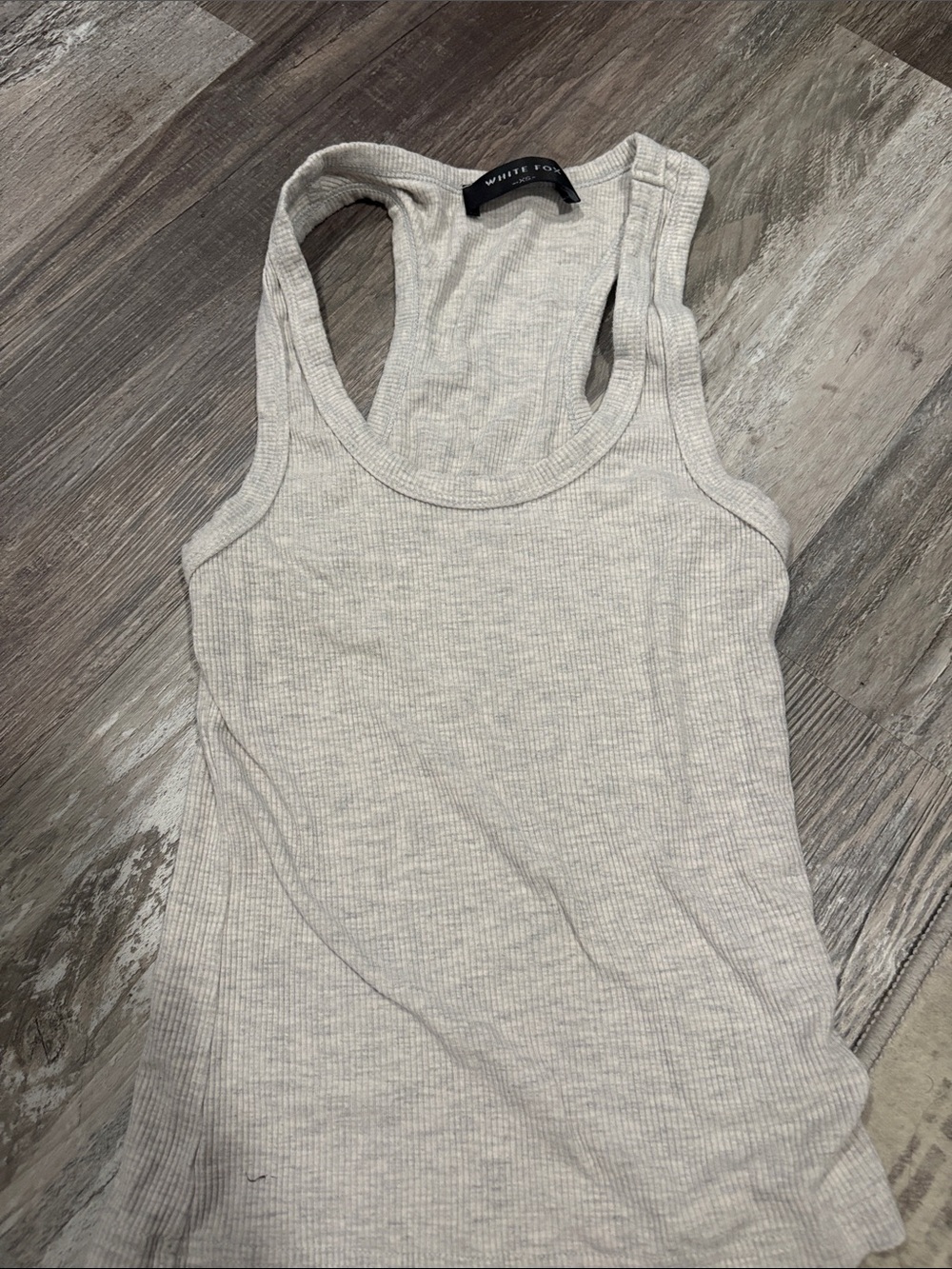 White Fox Boutique Ribbed Racerback Tank - Light Gray Heather